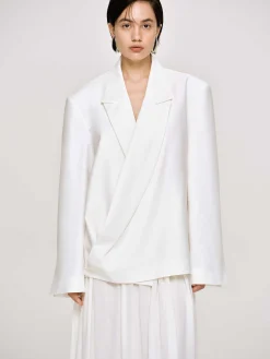 Source Unknown Accessoires-Baia Boxy Wrap Blazer, Blanc