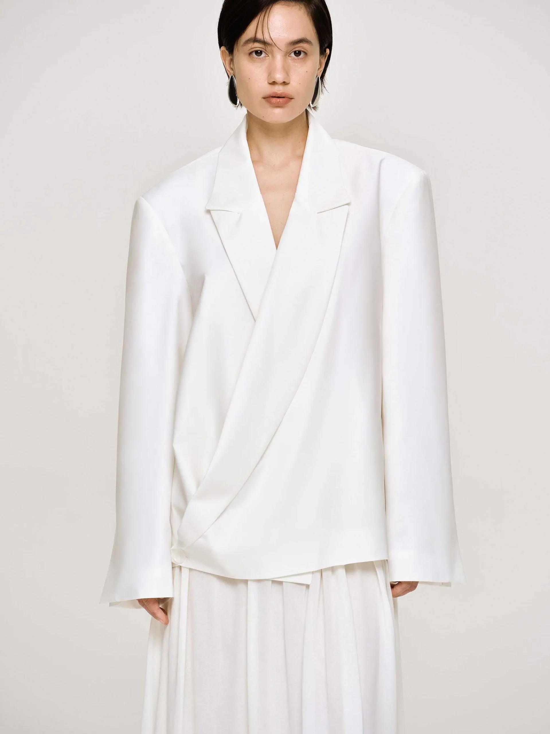 Source Unknown Accessoires-Baia Boxy Wrap Blazer, Blanc