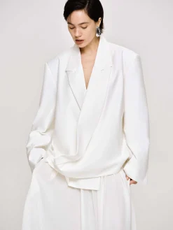 Source Unknown Accessoires-Baia Boxy Wrap Blazer, Blanc