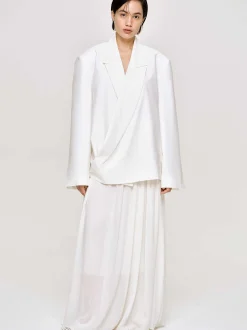 Source Unknown Accessoires-Baia Boxy Wrap Blazer, Blanc