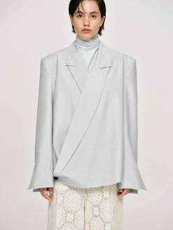 Source Unknown Accessoires-Baia Boxy Wrap Blazer, Gainsboro Gris
