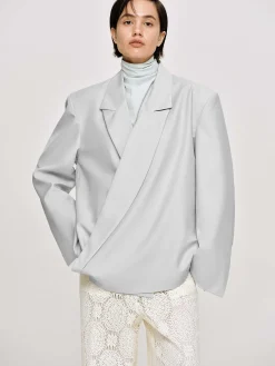 Source Unknown Accessoires-Baia Boxy Wrap Blazer, Gainsboro Gris