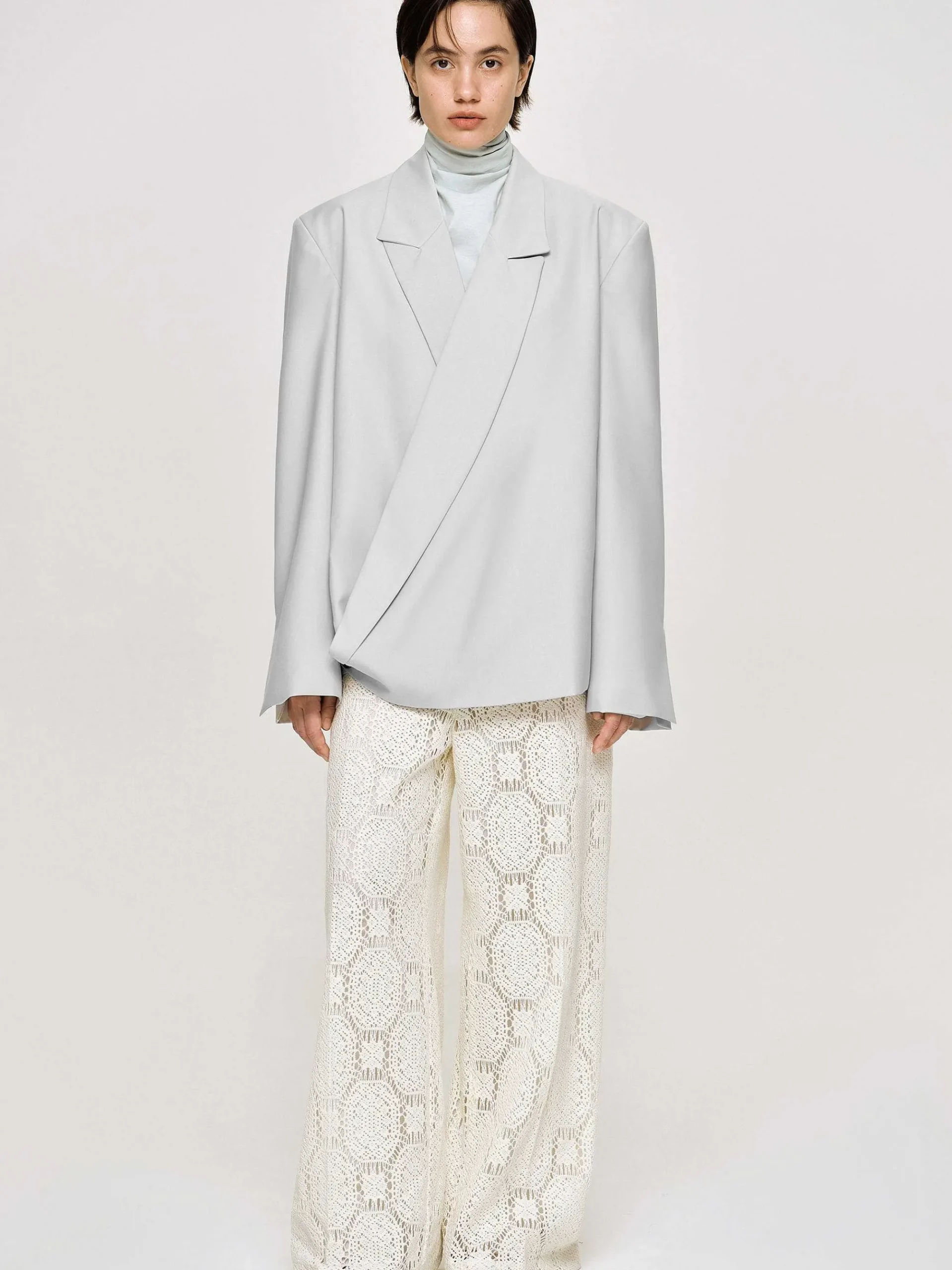 Source Unknown Accessoires-Baia Boxy Wrap Blazer, Gainsboro Gris