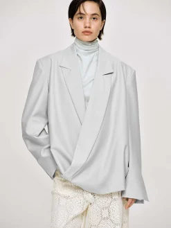 Source Unknown Accessoires-Baia Boxy Wrap Blazer, Gainsboro Gris