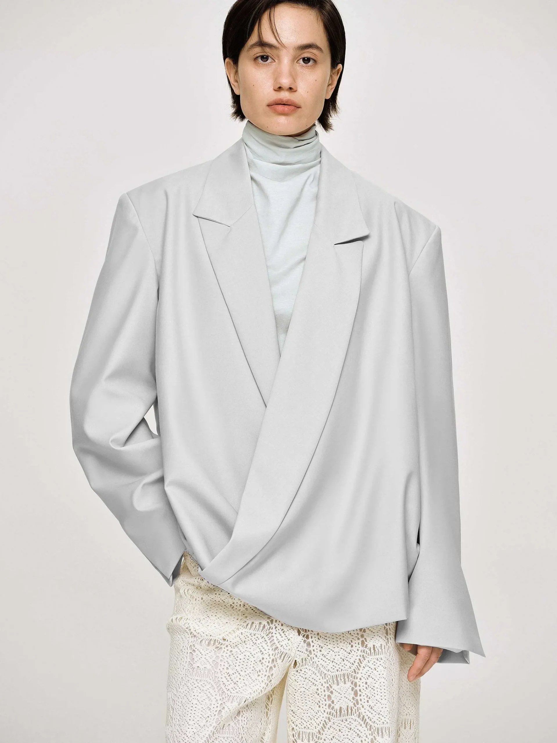 Source Unknown Accessoires-Baia Boxy Wrap Blazer, Gainsboro Gris