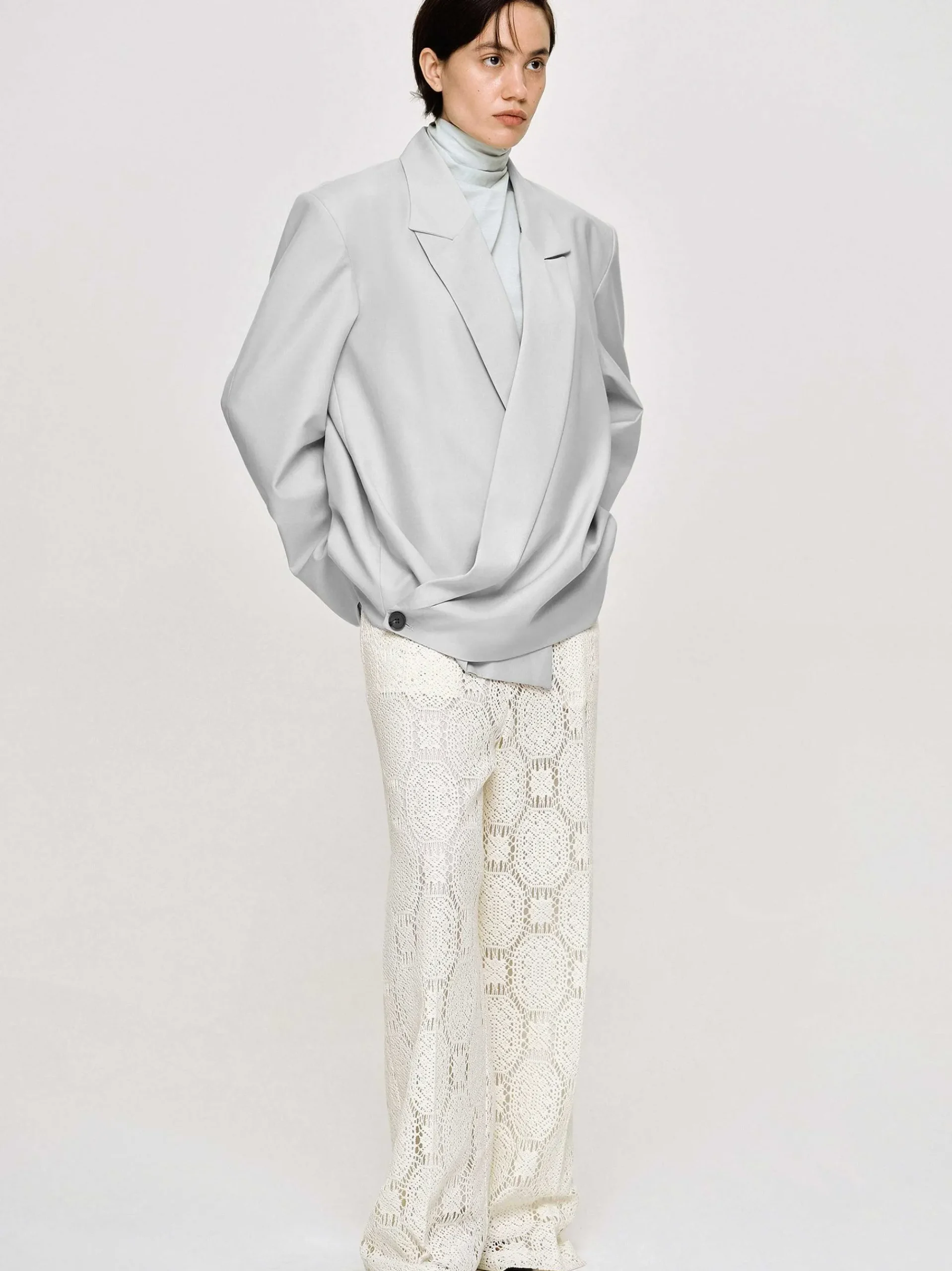 Source Unknown Accessoires-Baia Boxy Wrap Blazer, Gainsboro Gris