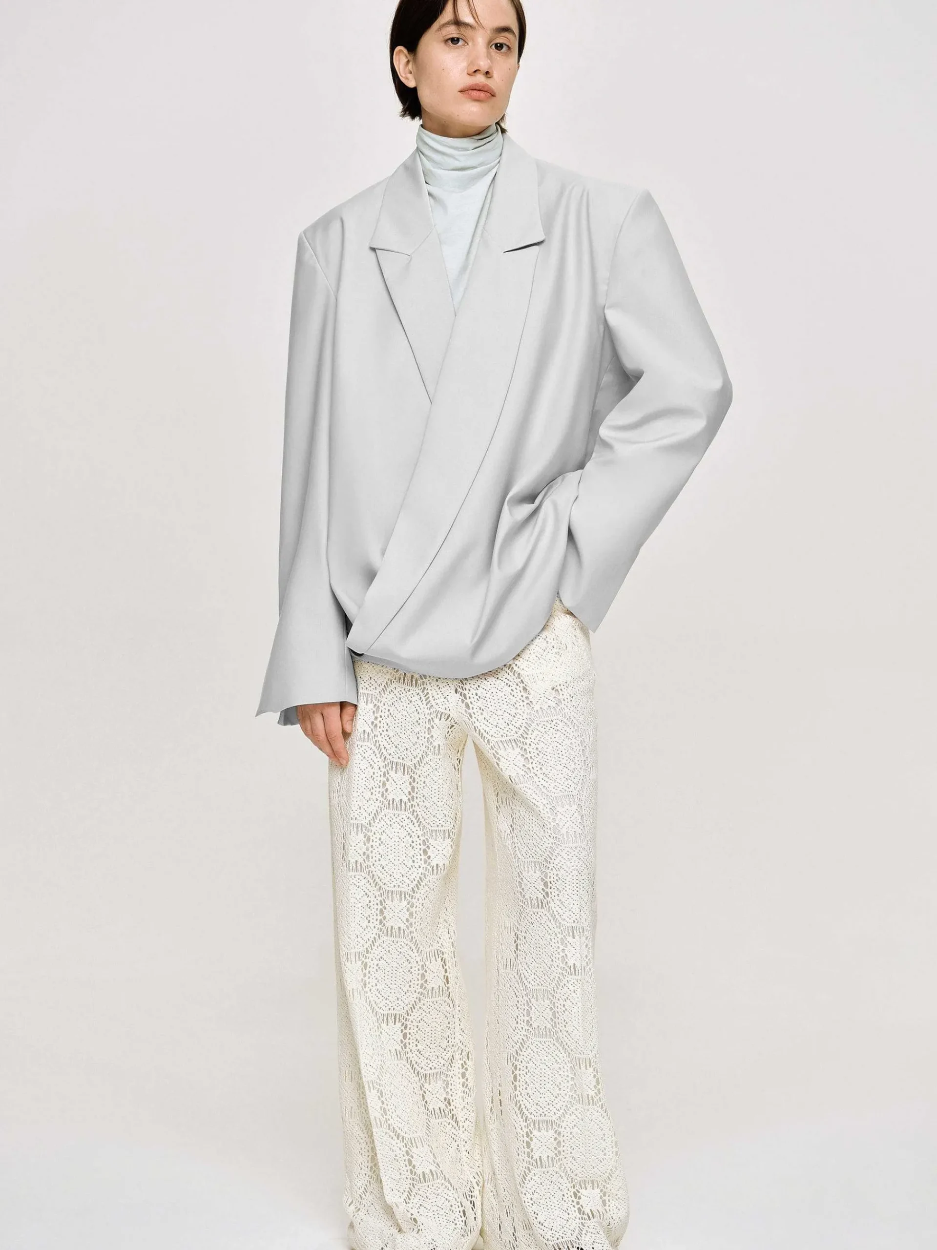 Source Unknown Accessoires-Baia Boxy Wrap Blazer, Gainsboro Gris