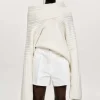 Source Unknown Accessoires-Becca Pull Surdimensionne En Tricot A Rouleau Haut, Blanc