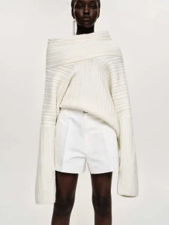 Source Unknown Accessoires-Becca Pull Surdimensionne En Tricot A Rouleau Haut, Blanc