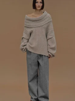 Source Unknown Accessoires-Becca Pull Surdimensionne En Tricot A Rouleau Haut, Noix De Coco