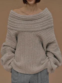 Source Unknown Accessoires-Becca Pull Surdimensionne En Tricot A Rouleau Haut, Noix De Coco