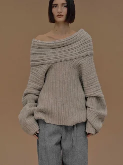 Source Unknown Accessoires-Becca Pull Surdimensionne En Tricot A Rouleau Haut, Noix De Coco