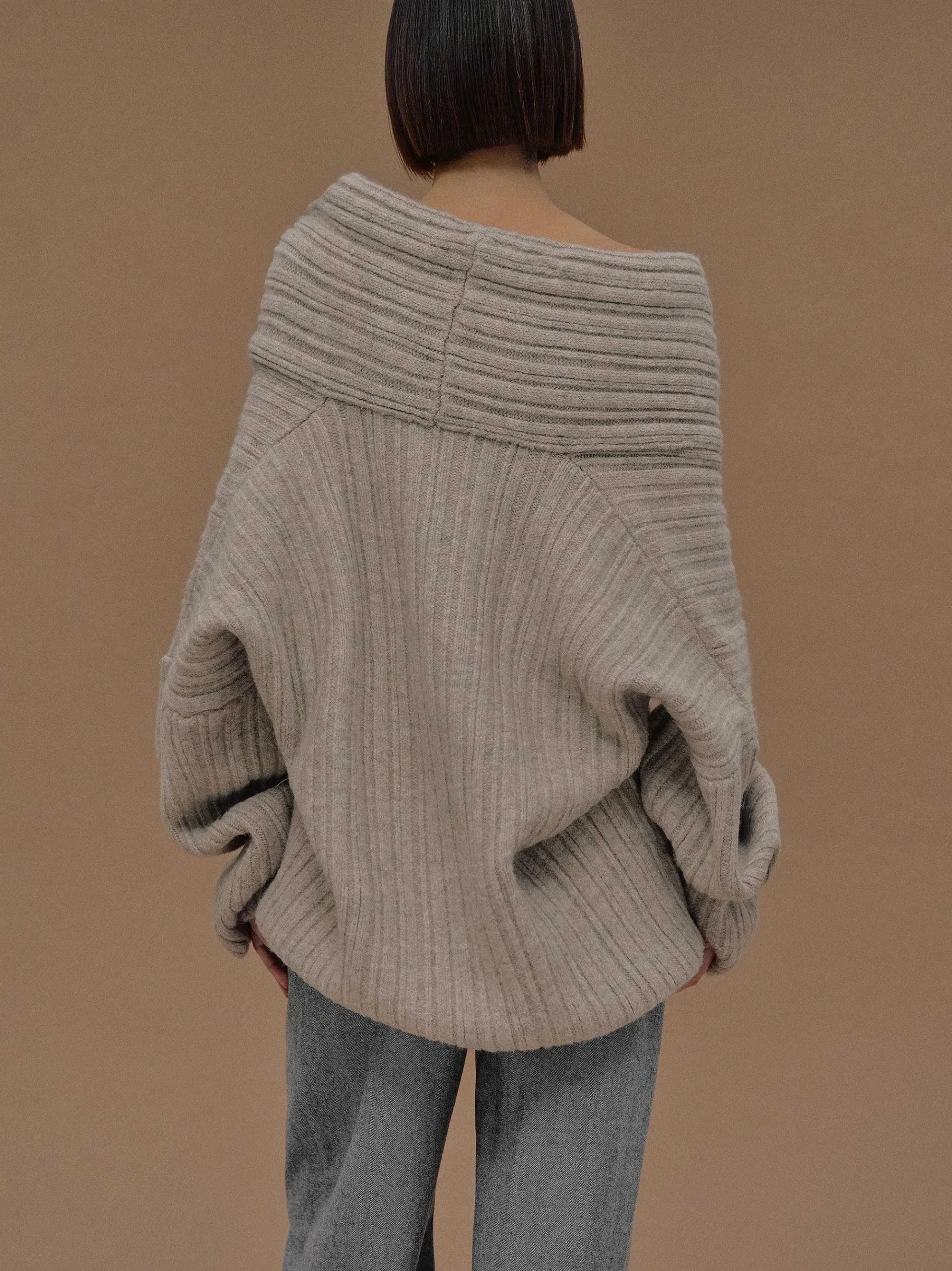 Source Unknown Accessoires-Becca Pull Surdimensionne En Tricot A Rouleau Haut, Noix De Coco
