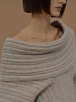 Source Unknown Accessoires-Becca Pull Surdimensionne En Tricot A Rouleau Haut, Noix De Coco
