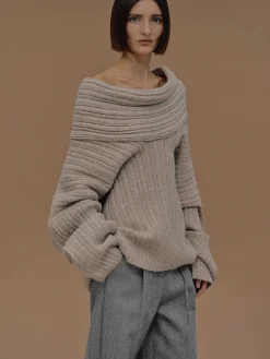 Source Unknown Accessoires-Becca Pull Surdimensionne En Tricot A Rouleau Haut, Noix De Coco