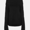 Source Unknown Accessoires-Becca Pull Surdimensionne En Tricot A Rouleau Haut, Noir