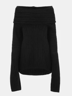 Source Unknown Accessoires-Becca Pull Surdimensionne En Tricot A Rouleau Haut, Noir