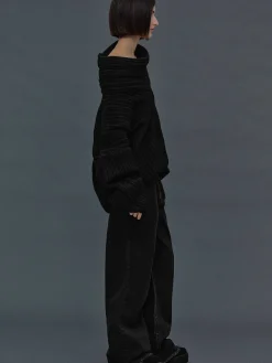 Source Unknown Accessoires-Becca Pull Surdimensionne En Tricot A Rouleau Haut, Noir