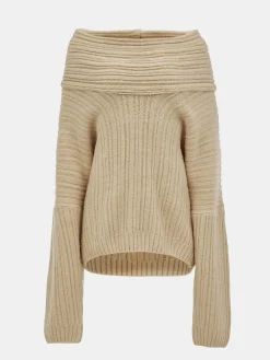 Source Unknown Accessoires-Becca Pull Surdimensionne En Tricot A Rouleau Haut, Beurre