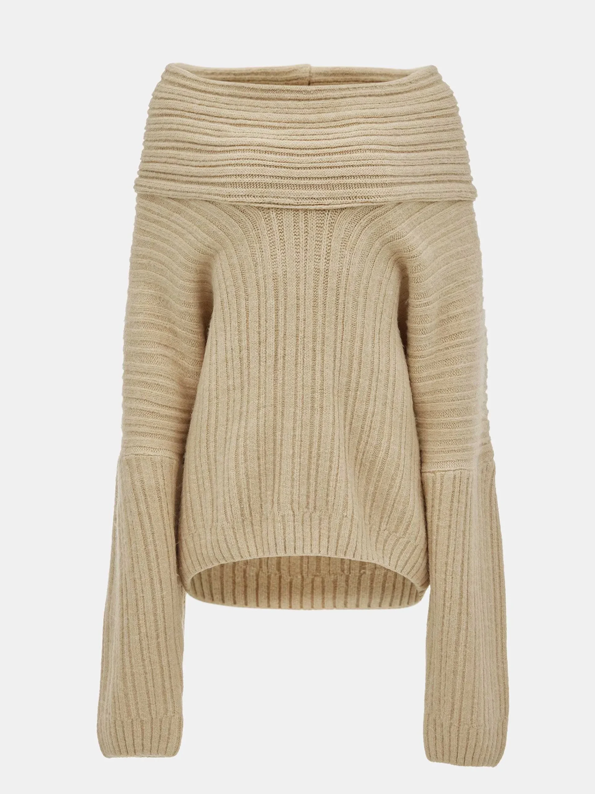 Source Unknown Accessoires-Becca Pull Surdimensionne En Tricot A Rouleau Haut, Beurre