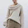 Source Unknown Accessoires-Becca Pull Surdimensionne En Tricot A Rouleau Haut, Bouleau