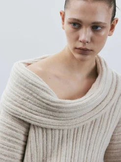 Source Unknown Accessoires-Becca Pull Surdimensionne En Tricot A Rouleau Haut, Bouleau