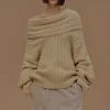 Source Unknown Accessoires-Becca Pull Surdimensionne En Tricot A Rouleau Haut, Beurre