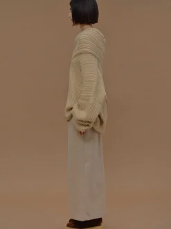 Source Unknown Accessoires-Becca Pull Surdimensionne En Tricot A Rouleau Haut, Beurre