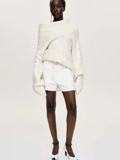 Source Unknown Accessoires-Becca Pull Surdimensionne En Tricot A Rouleau Haut, Blanc