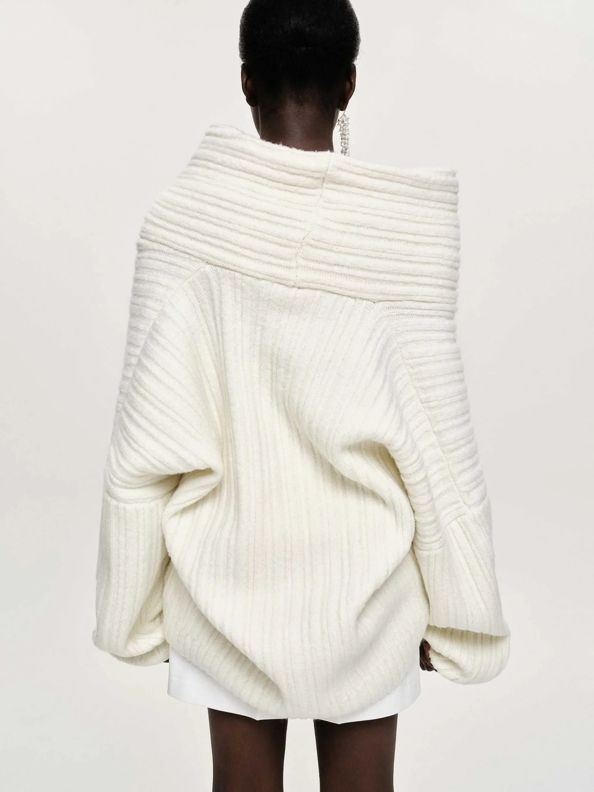 Source Unknown Accessoires-Becca Pull Surdimensionne En Tricot A Rouleau Haut, Blanc