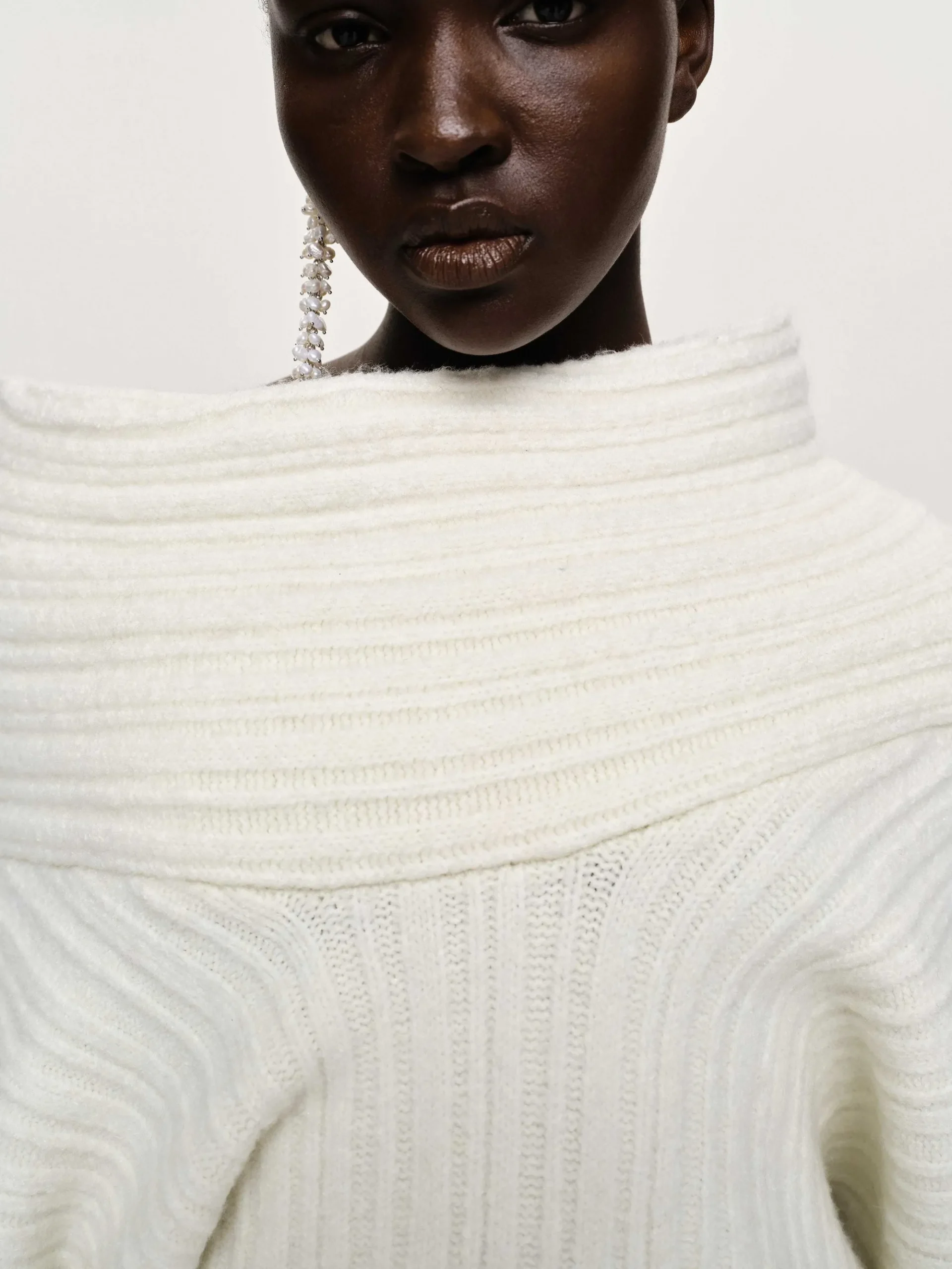 Source Unknown Accessoires-Becca Pull Surdimensionne En Tricot A Rouleau Haut, Blanc