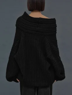 Source Unknown Accessoires-Becca Pull Surdimensionne En Tricot A Rouleau Haut, Noir