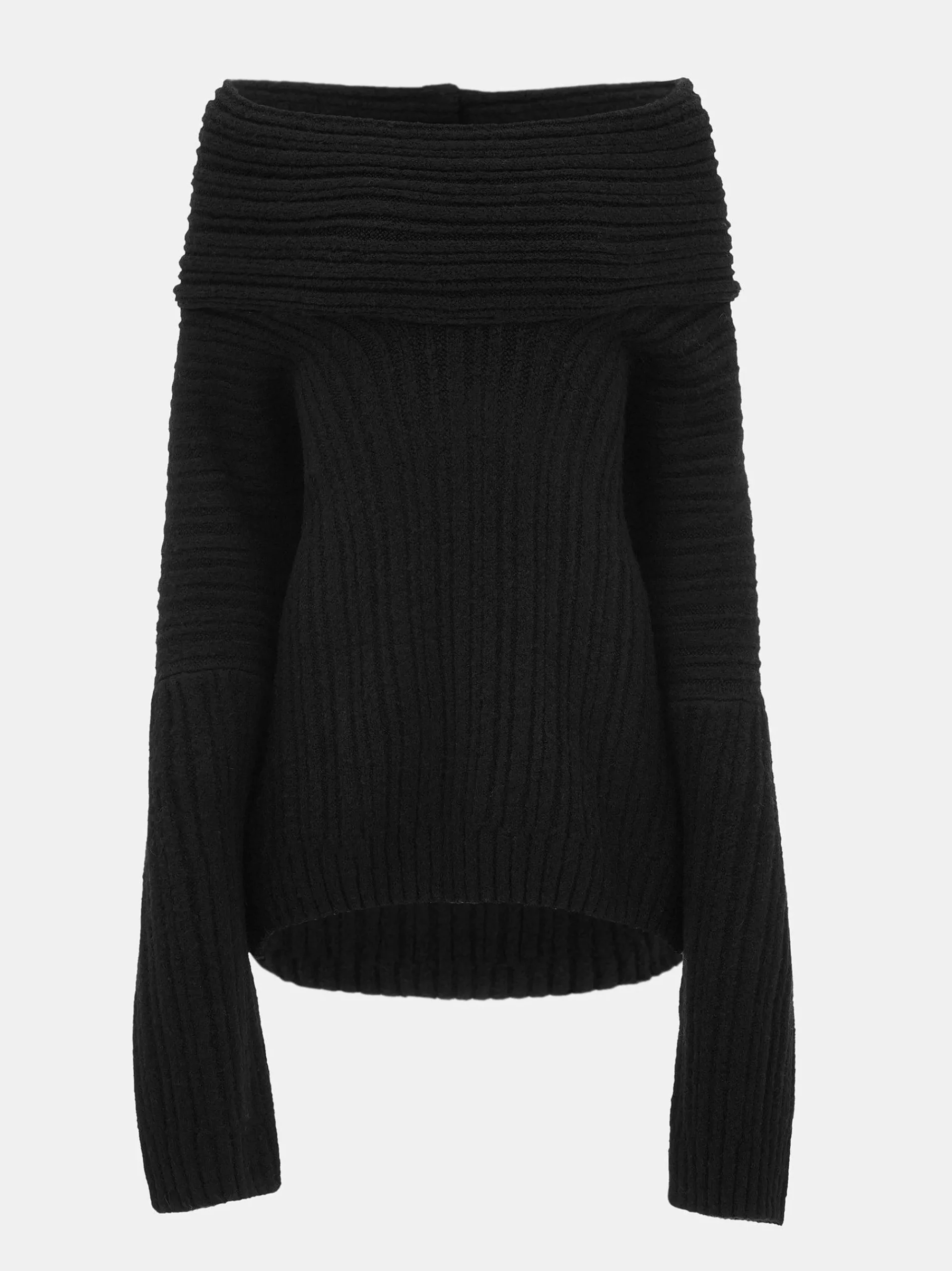 Source Unknown Accessoires-Becca Pull Surdimensionne En Tricot A Rouleau Haut, Noir