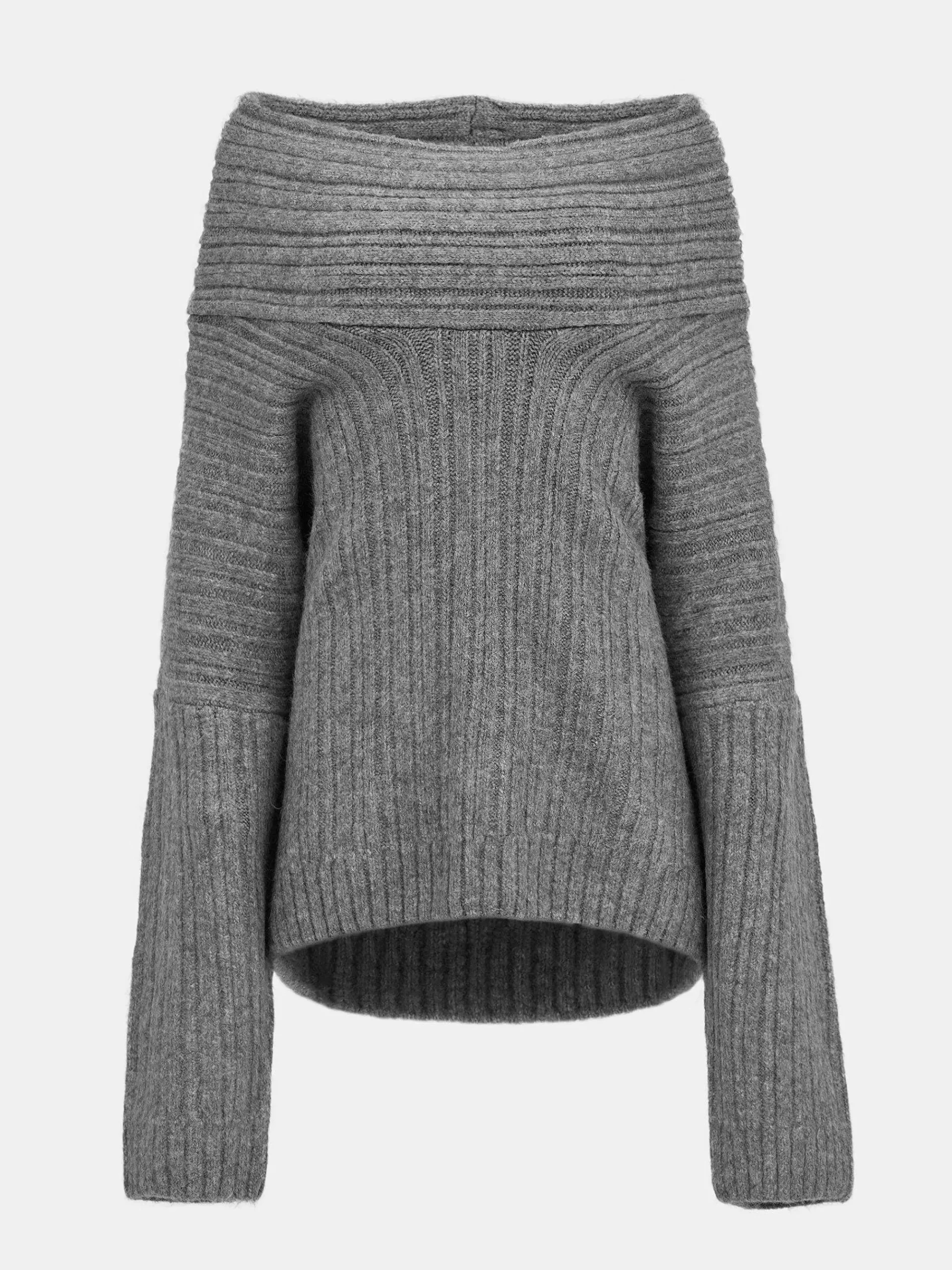 Source Unknown Accessoires-Becca Pull Surdimensionne En Tricot A Rouleau Haut, Gris Tempete