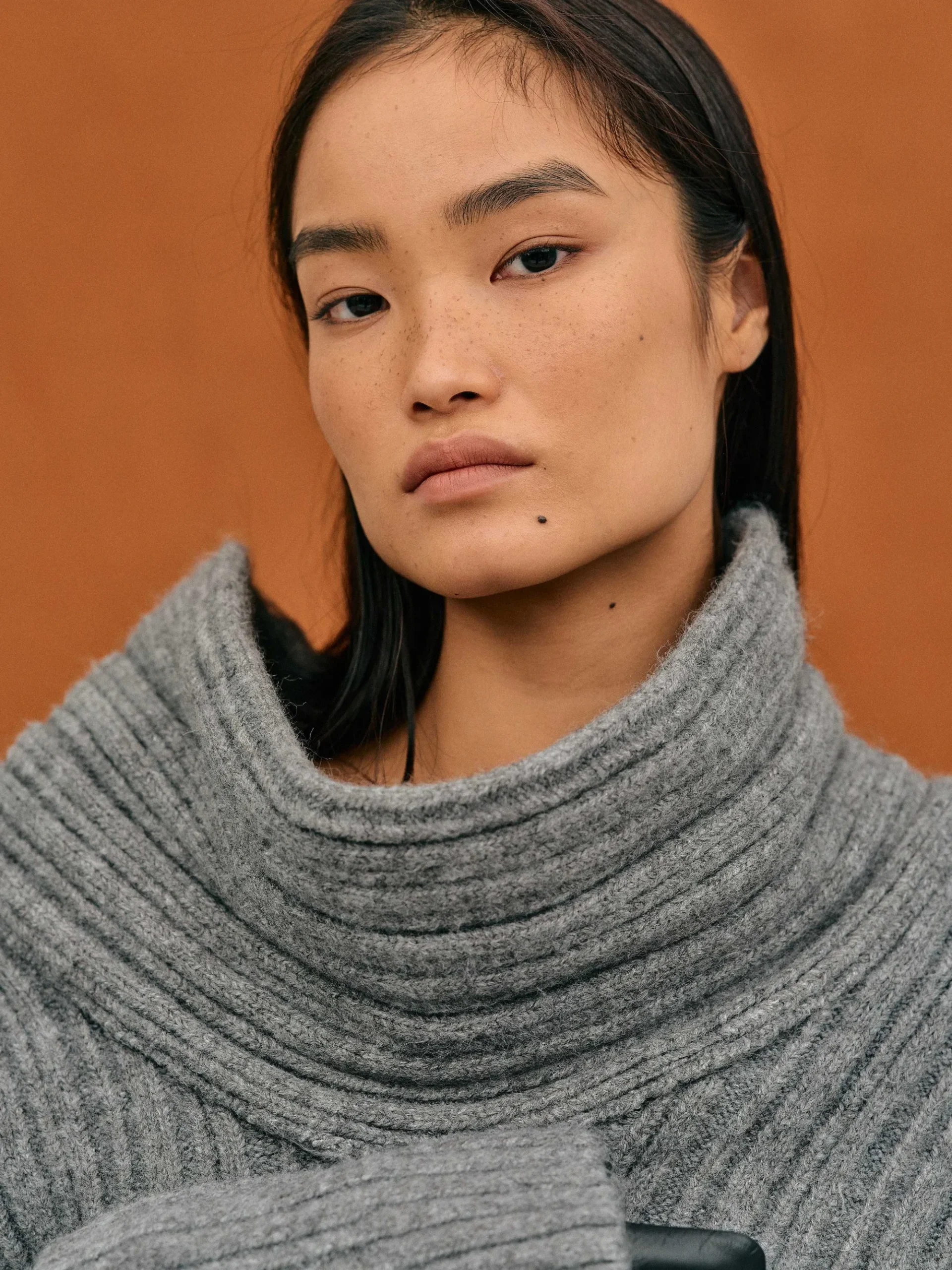 Source Unknown Accessoires-Becca Pull Surdimensionne En Tricot A Rouleau Haut, Gris Tempete