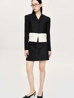 Source Unknown Accessoires-Blazer Bicolore, Noir/Ivoire