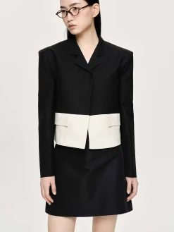 Source Unknown Accessoires-Blazer Bicolore, Noir/Ivoire
