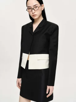 Source Unknown Accessoires-Blazer Bicolore, Noir/Ivoire