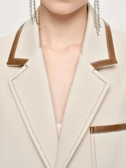 Source Unknown Vêtements-Blazer Borde De Cuir, Toile