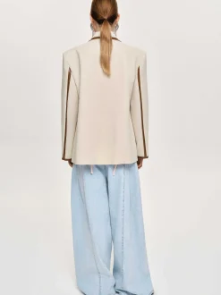 Source Unknown Coordonnées-Blazer Borde De Cuir, Toile