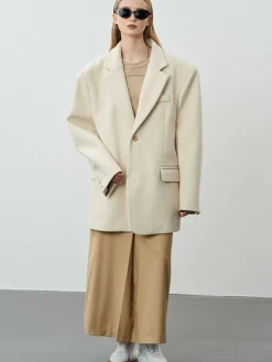Source Unknown Accessoires-Blazer Boyfriend Surdimensionne Hayk, Creme