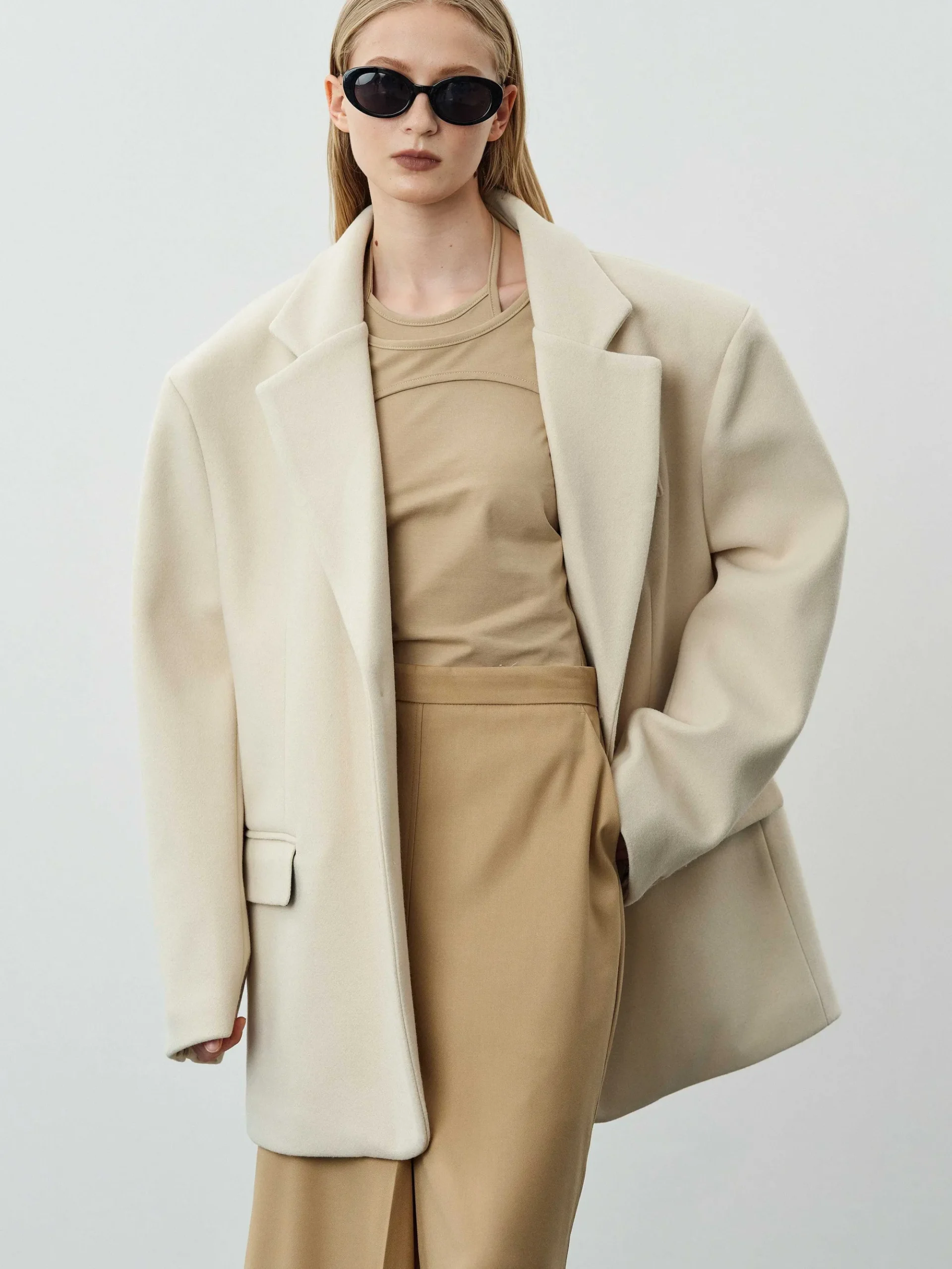 Source Unknown Accessoires-Blazer Boyfriend Surdimensionne Hayk, Creme