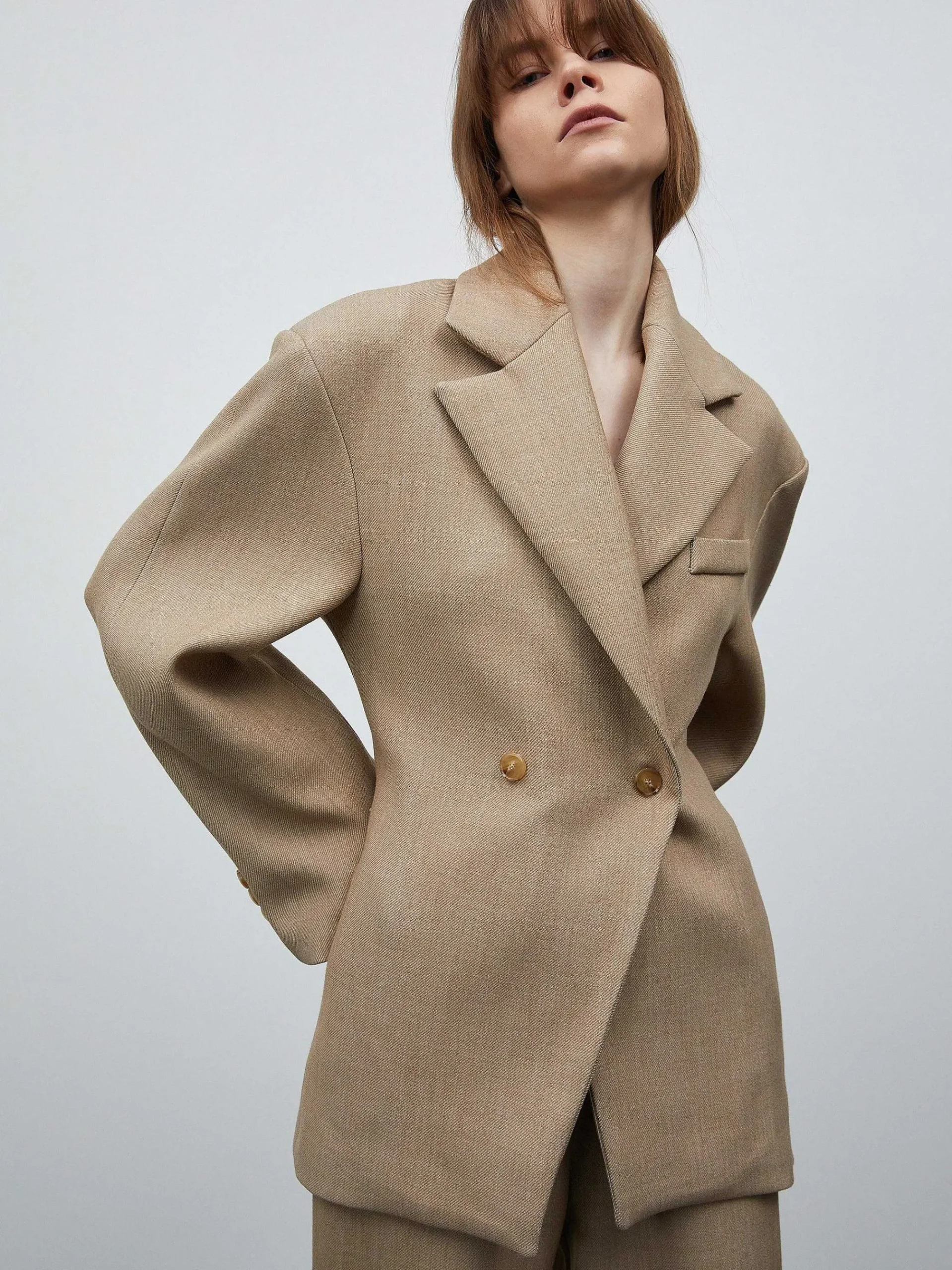 Source Unknown Vêtements D'Exterieur-Blazer Cintre A Double Boutonnage Nangy, Beige Beige