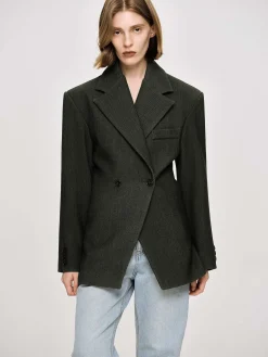 Source Unknown Vêtements D'Exterieur-Blazer Cintre A Double Boutonnage Nangy, Gris Charbon