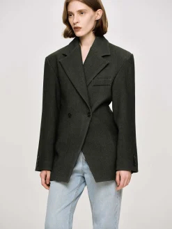 Source Unknown Vêtements D'Exterieur-Blazer Cintre A Double Boutonnage Nangy, Gris Charbon