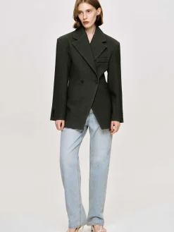 Source Unknown Vêtements-Blazer Cintre A Double Boutonnage Nangy, Gris Charbon