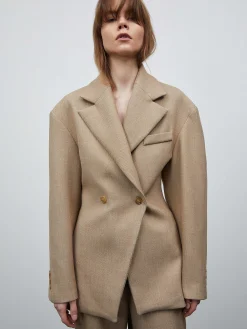 Source Unknown Vêtements-Blazer Cintre A Double Boutonnage Nangy, Beige Beige