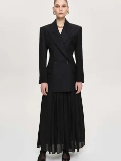 Source Unknown Vêtements-Blazer Cintre A Double Boutonnage Leonara, Noir