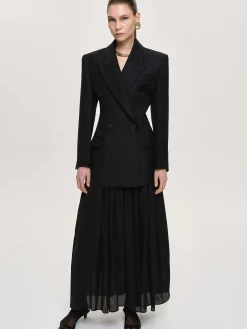 Source Unknown Vêtements D'Exterieur-Blazer Cintre A Double Boutonnage Leonara, Noir