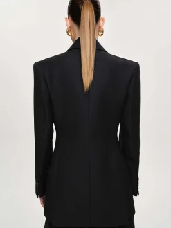 Source Unknown Vêtements D'Exterieur-Blazer Cintre A Double Boutonnage Leonara, Noir